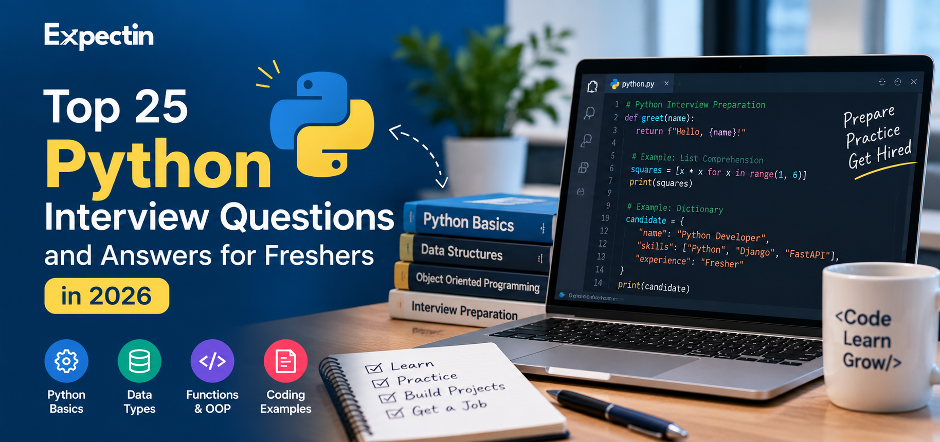 Top 25 Python Interview Questions and Answers for Freshers in 2026